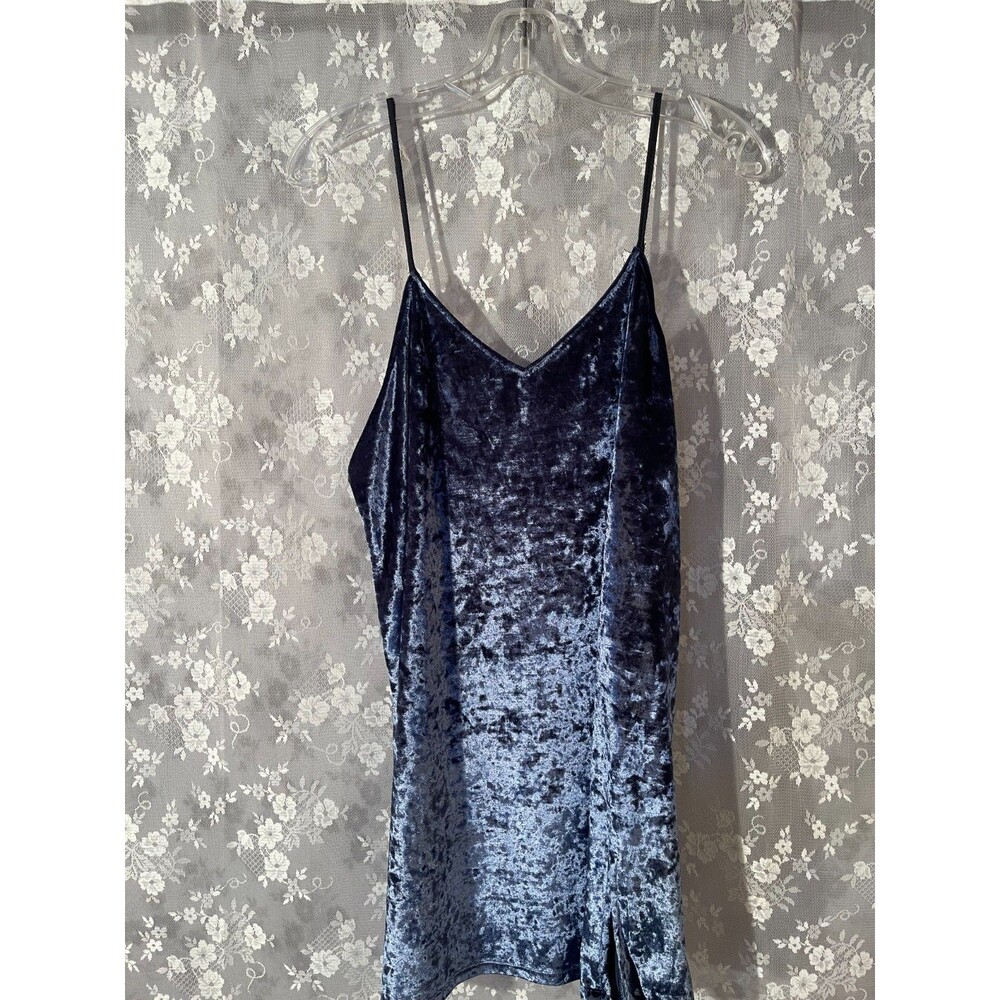 French Connection Blue Crushed Velvet Nightie Size Large Summer Whimsigoth Short
